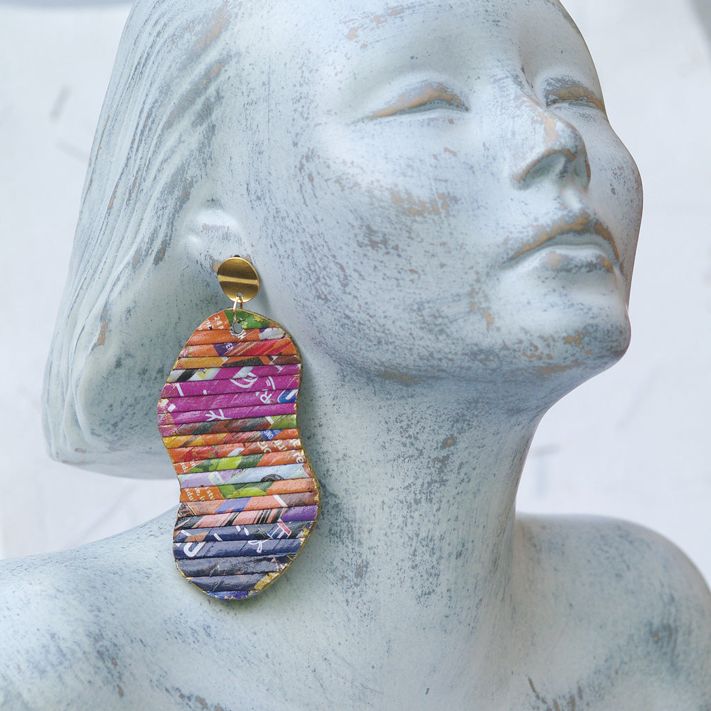 Cercei Statement Organic Shape - Colecţia "Stripes"