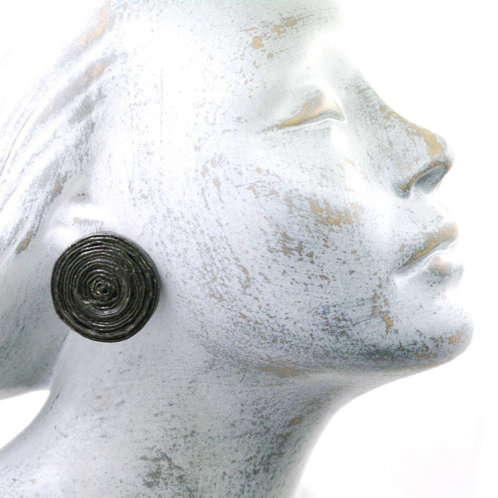 Large Black Stud Earrings