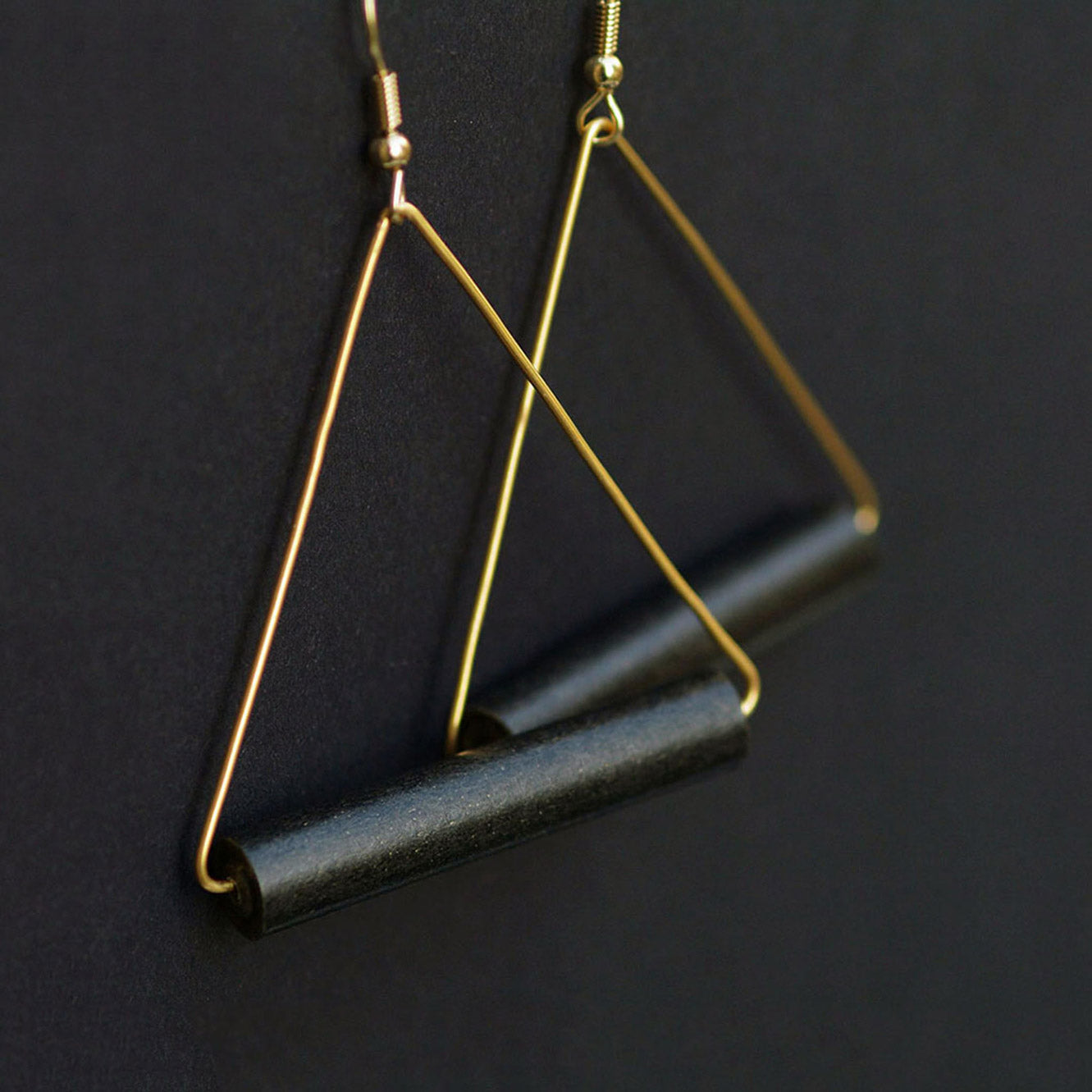Black Triangle Paper Earrings Back to Black Collection Chiramo Paper Jewelry