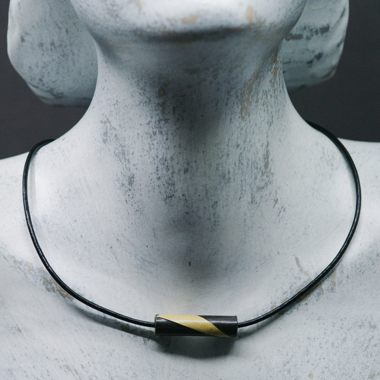 Unisex Black and Beige Paper Tube  Necklace Back to Black Collection Chiramo Paper Jewelry
