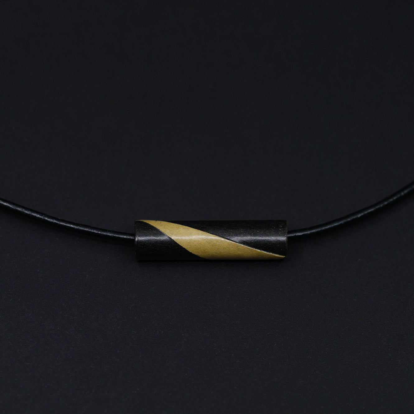 Unisex Black and Beige Paper Tube Necklace Back to Black Collection Chiramo Paper Jewelry