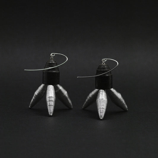 Black and Silver Earrings Odd Design Chiramo Cluj
