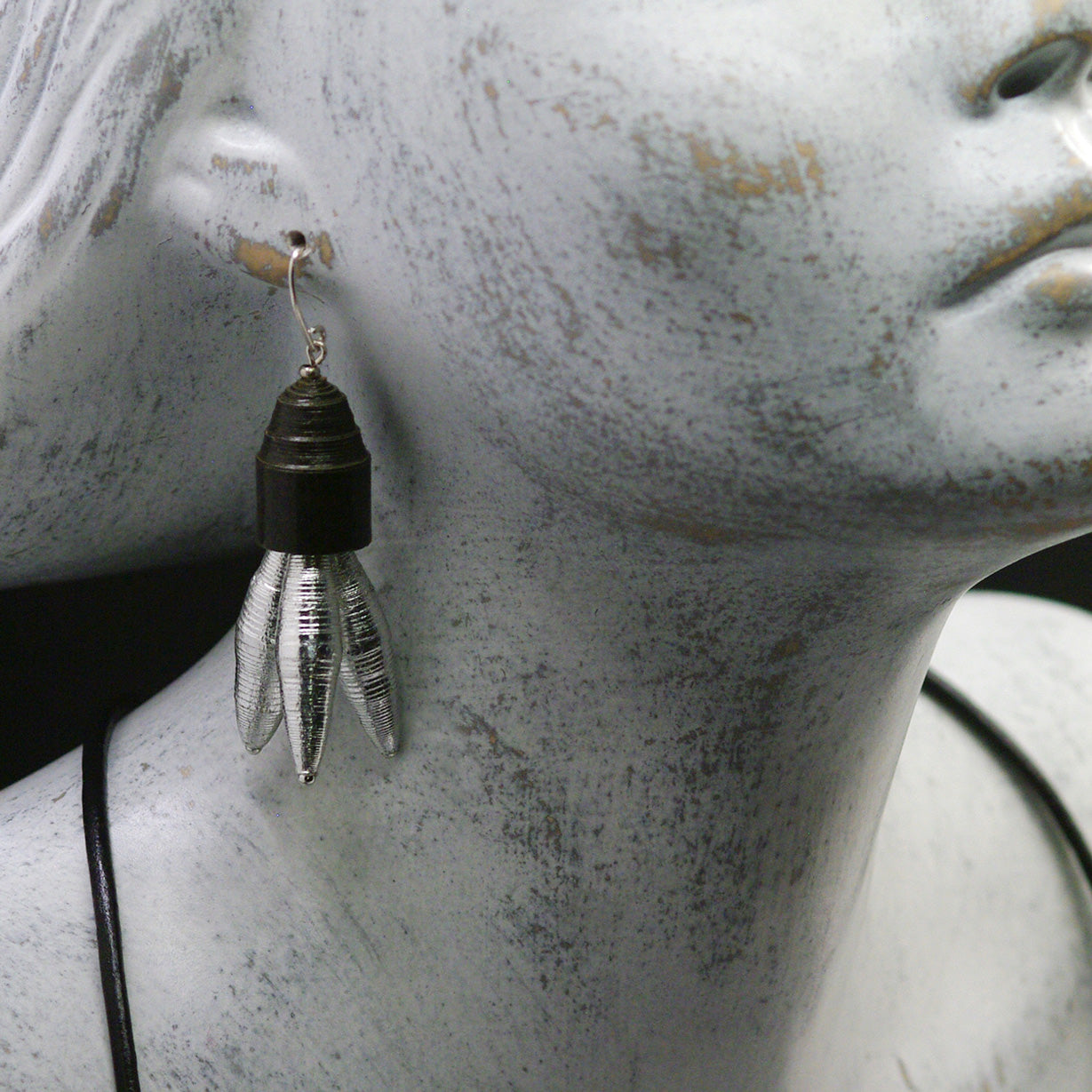 Black and Silver Earrings Odd Design Chiramo Cluj