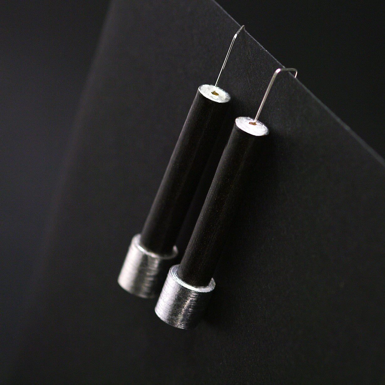 Silver Cylinder Earrings