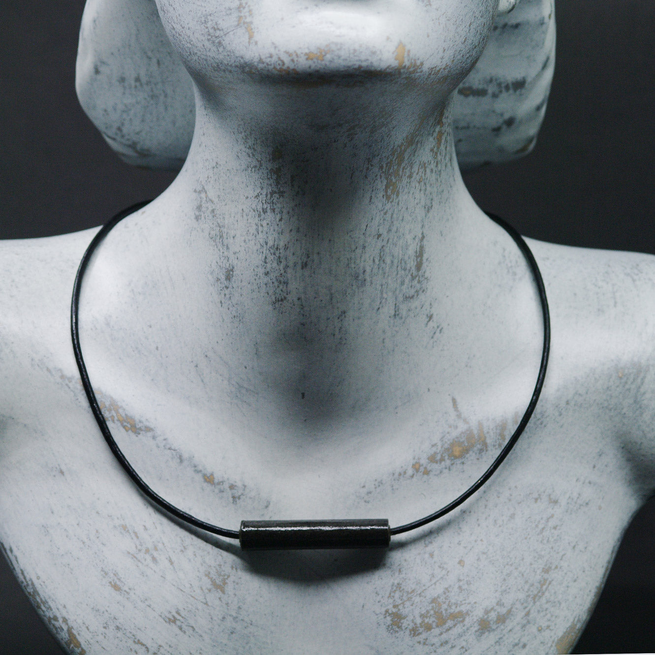 Unisex Black Paper Tube Necklace Back to Black Collection Chiramo Paper Jewelry