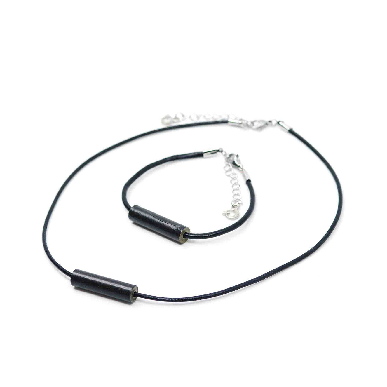 Unisex Black  Paper Tube  Necklace and Bracelet Back to Black Collection Chiramo Paper Jewelry