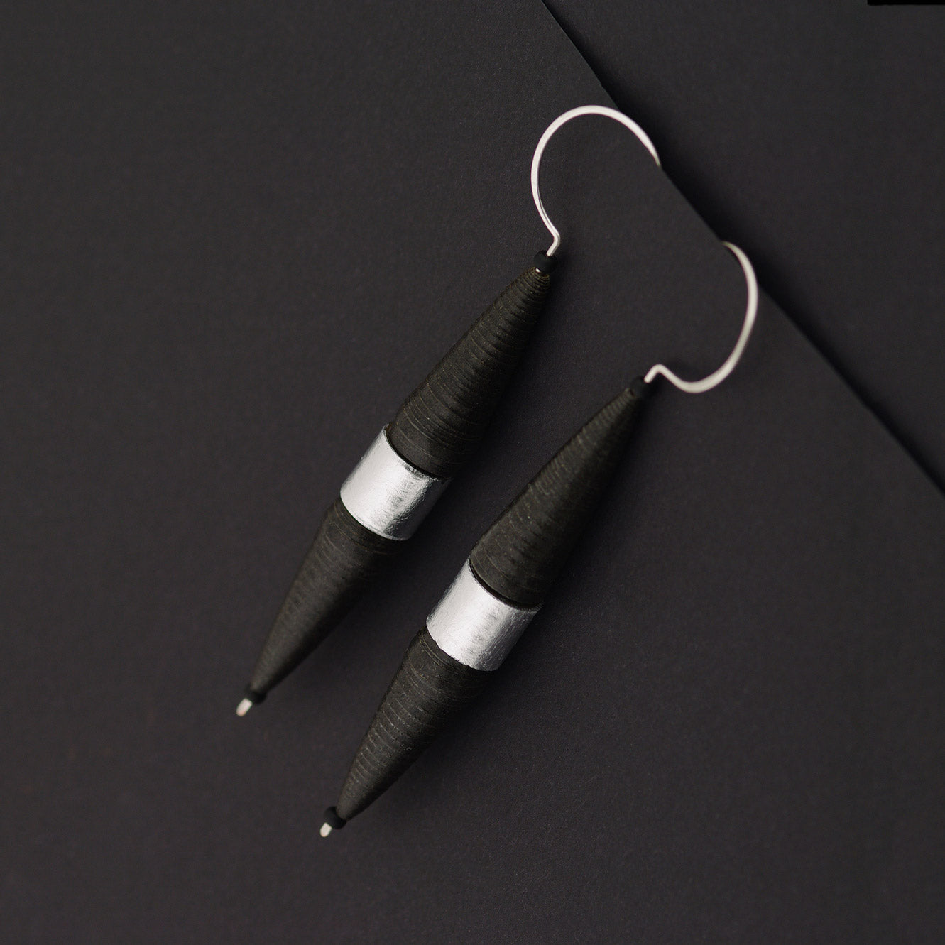 Silver Belt Biconical Earrings