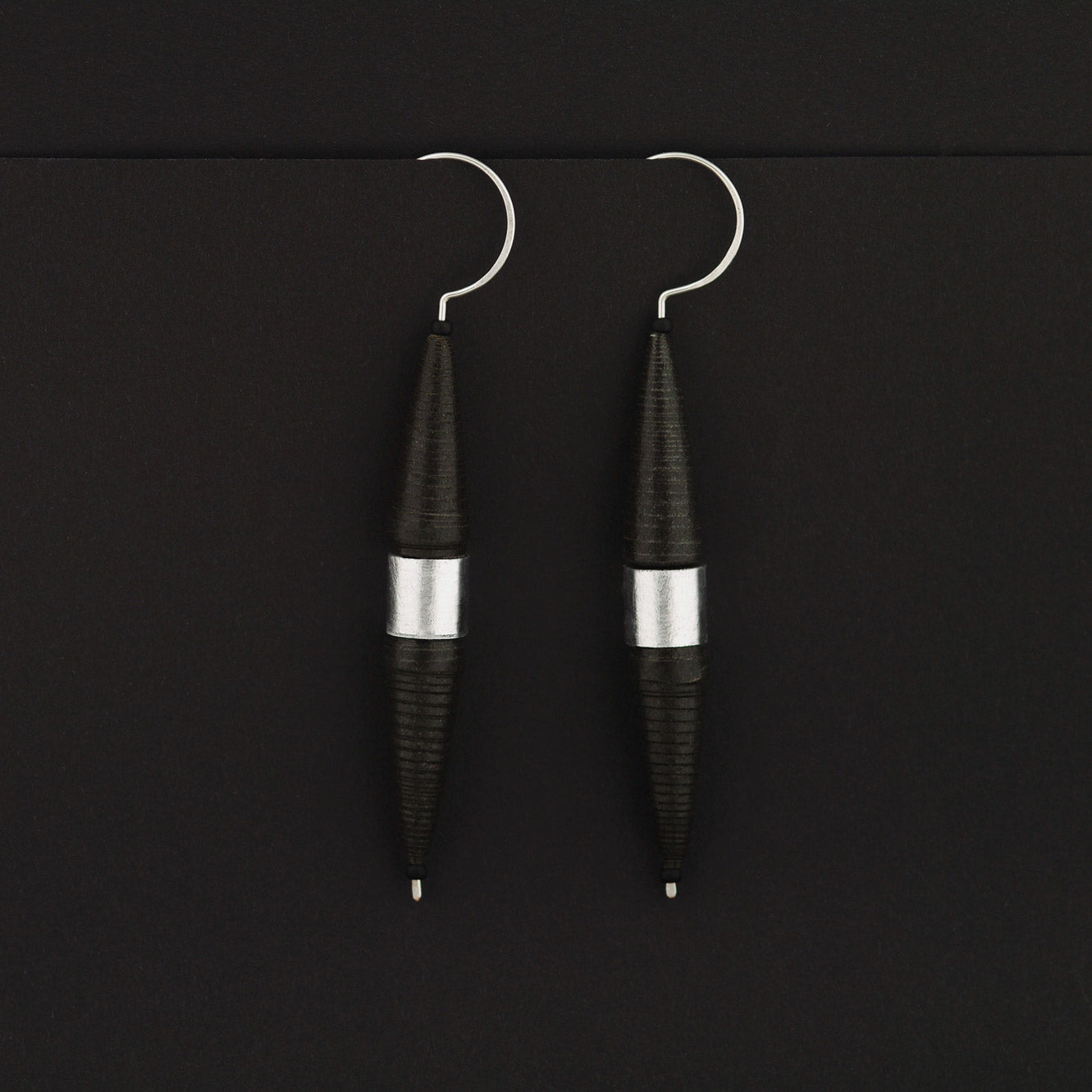 Silver Belt Biconical Earrings