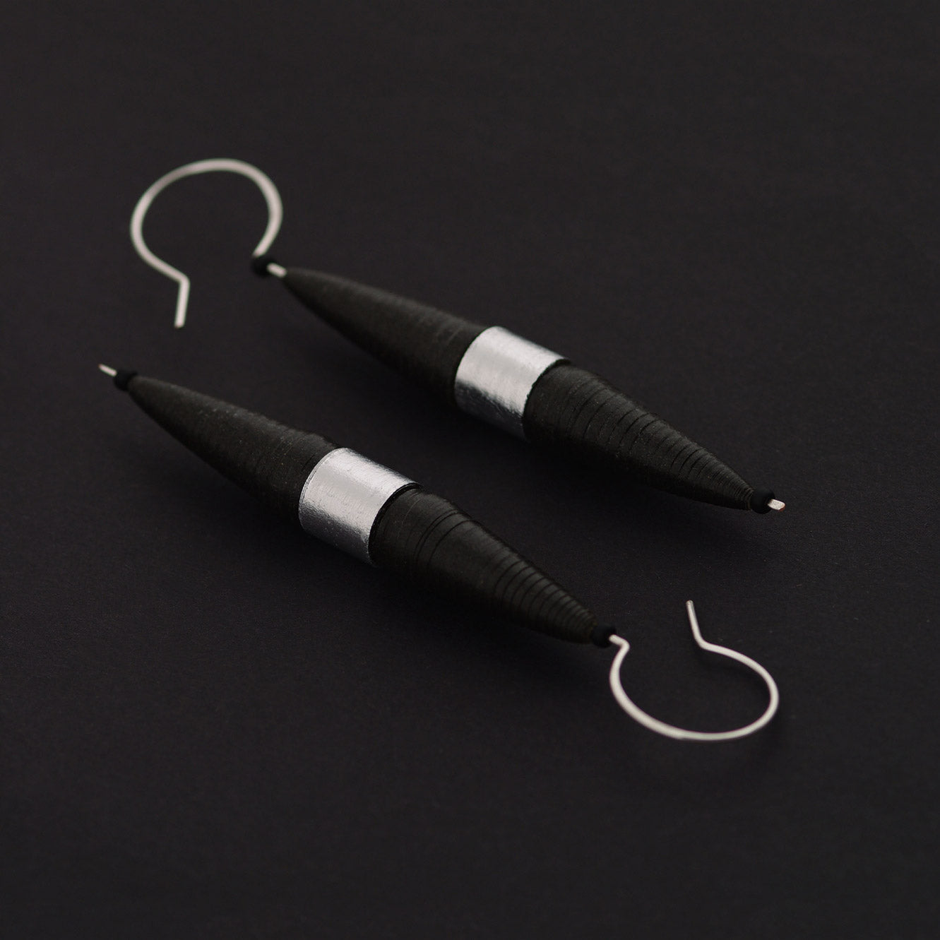 Silver Belt Biconical Earrings