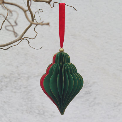 glob de Craciun mare forma de romb verde rosu design modern handmade