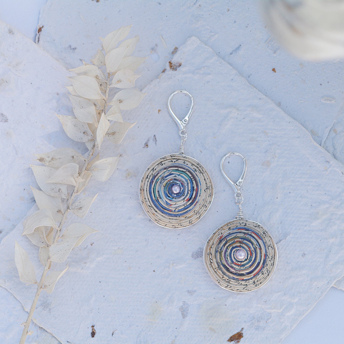 Large Paper Spiral Earrings