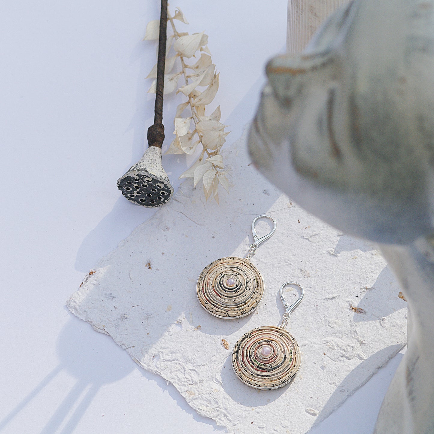 Large Paper Spiral Earrings Palimpsest Collection 