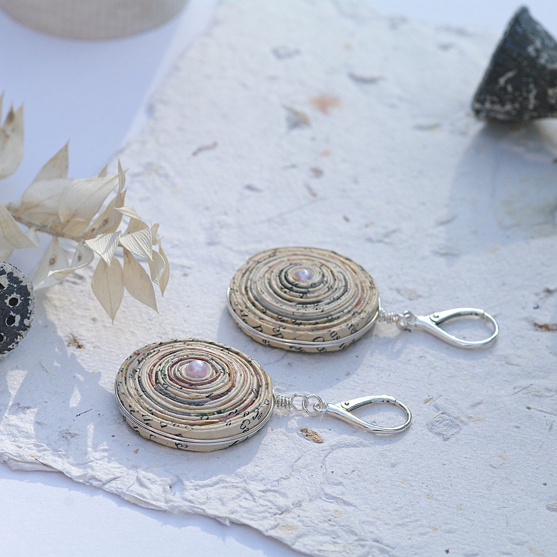 Large Paper Spiral Earrings Palimpsest Collection 