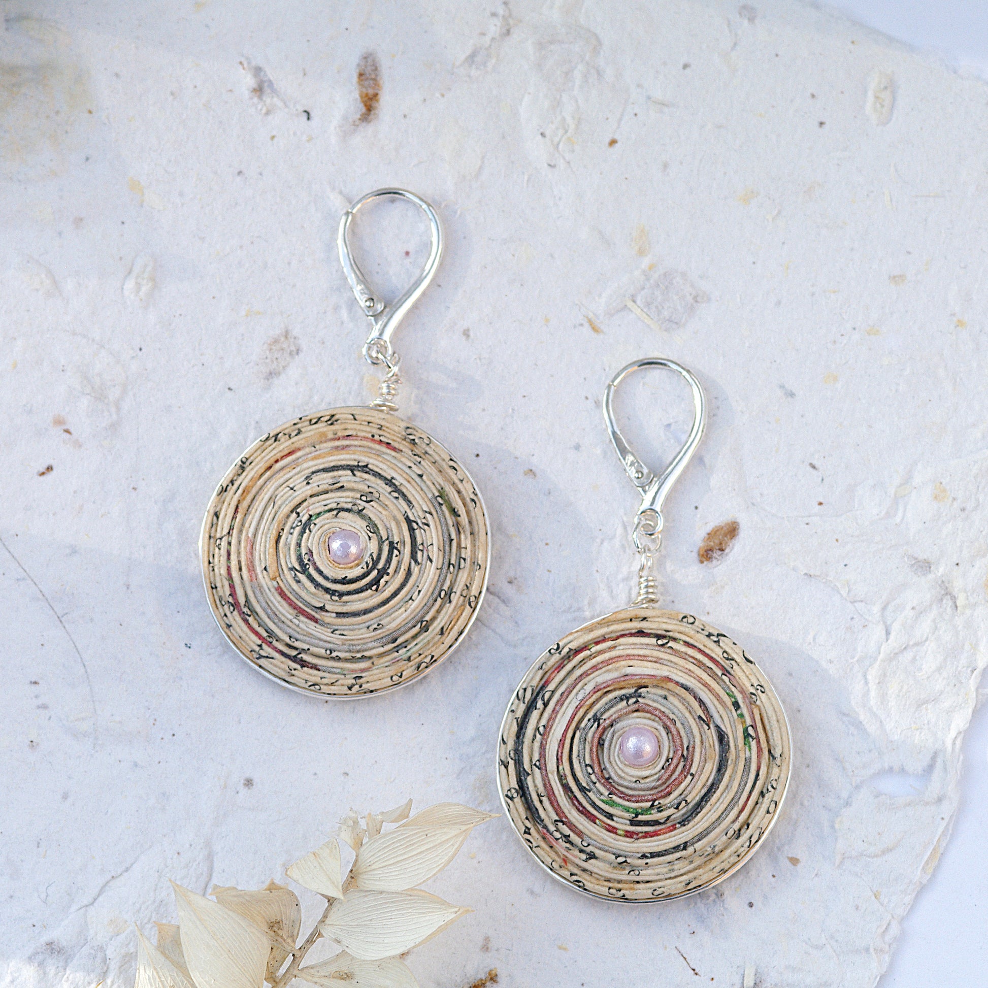 Large Paper Spiral Earrings Palimpsest Collection 