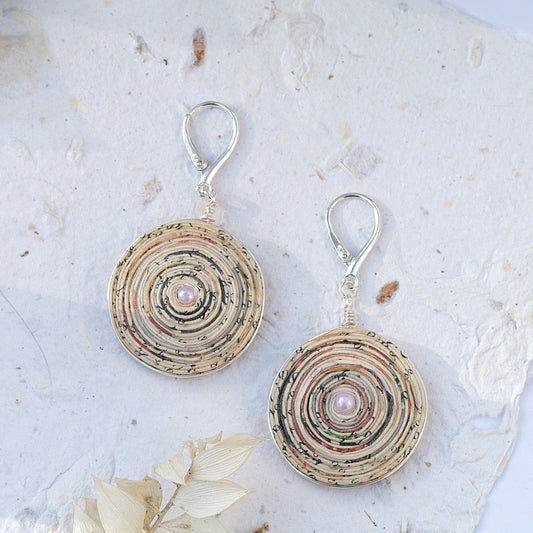 Large Paper Spiral Earrings Palimpsest Collection 