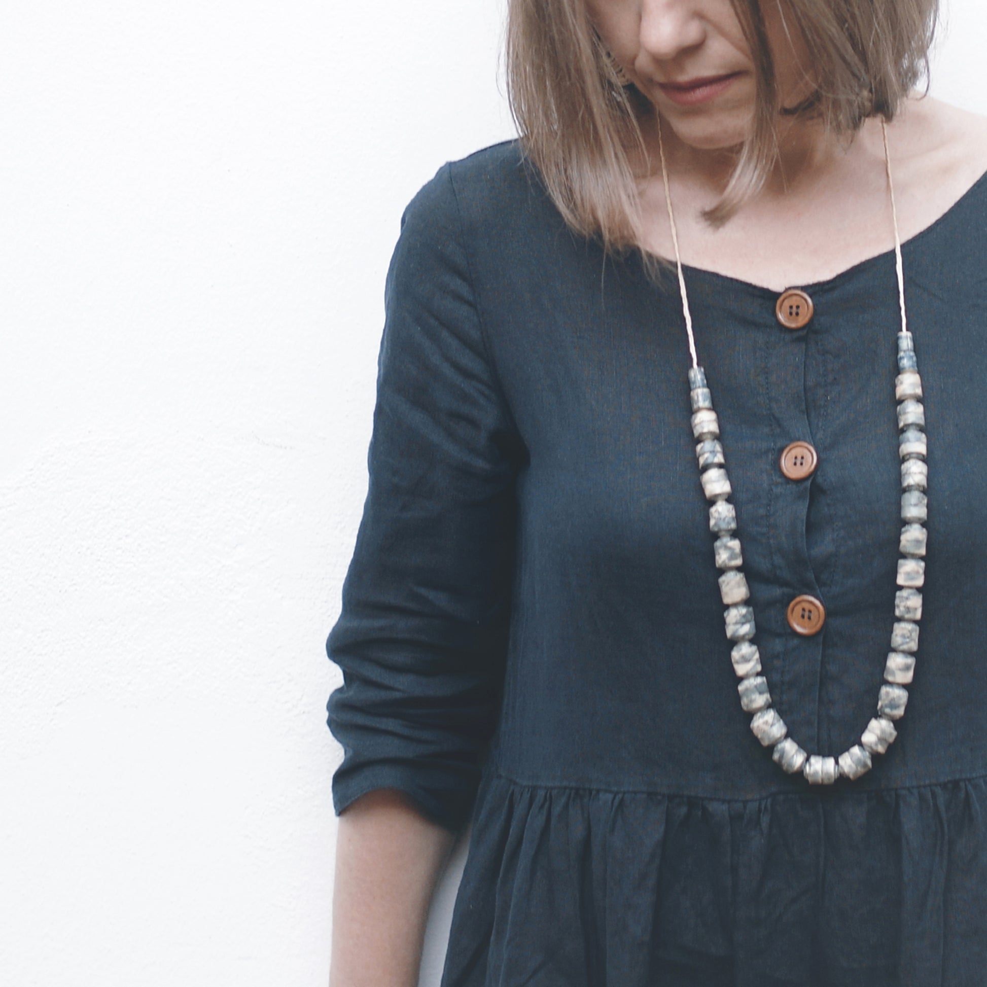 Long Statement Necklace with Ink Accents