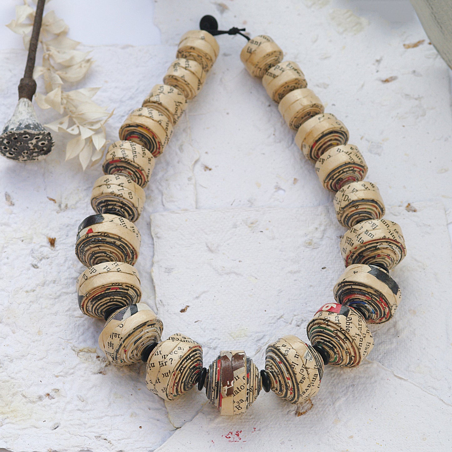 Handcrafted Paper Bead Necklace 