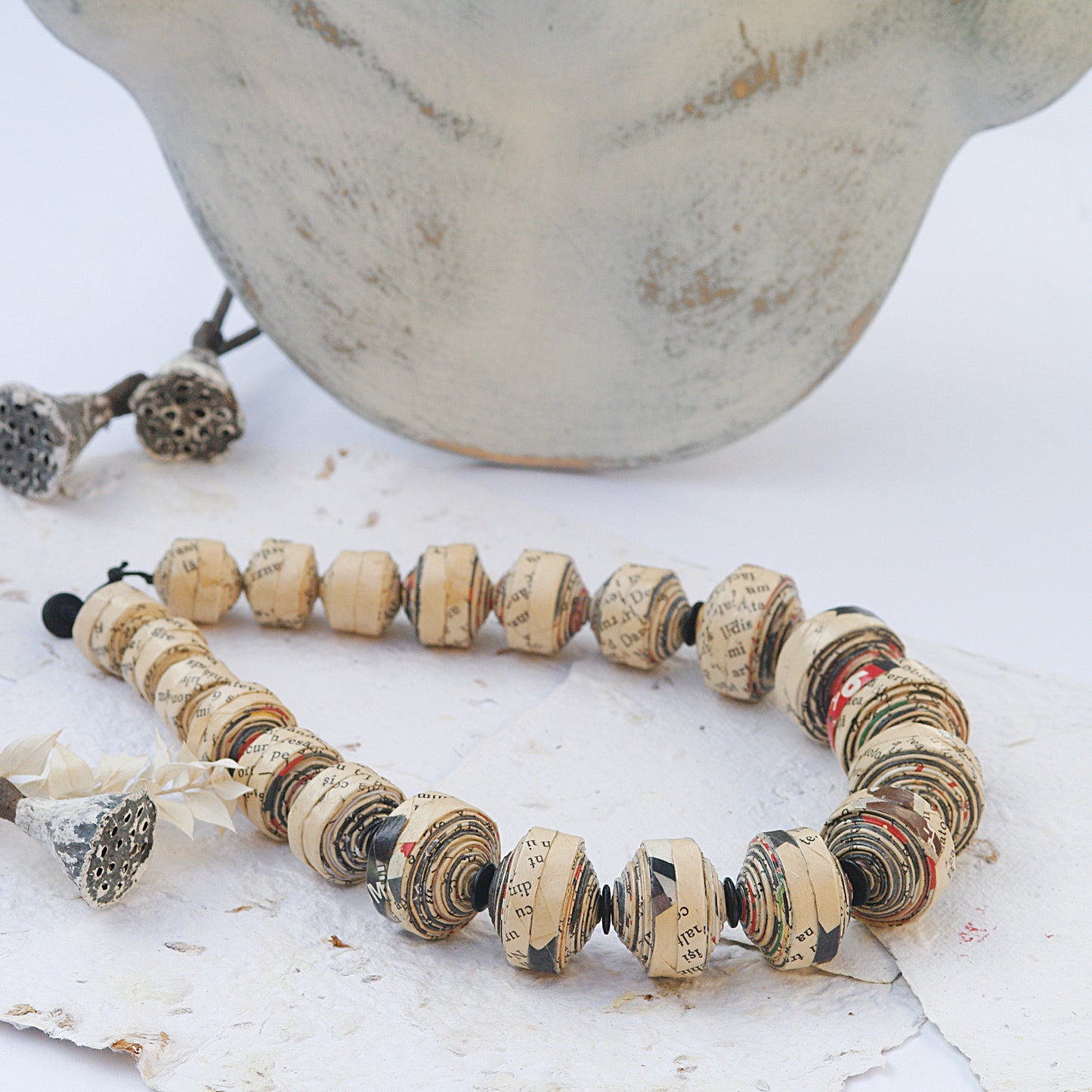 Statement  Paper Bead Necklace 