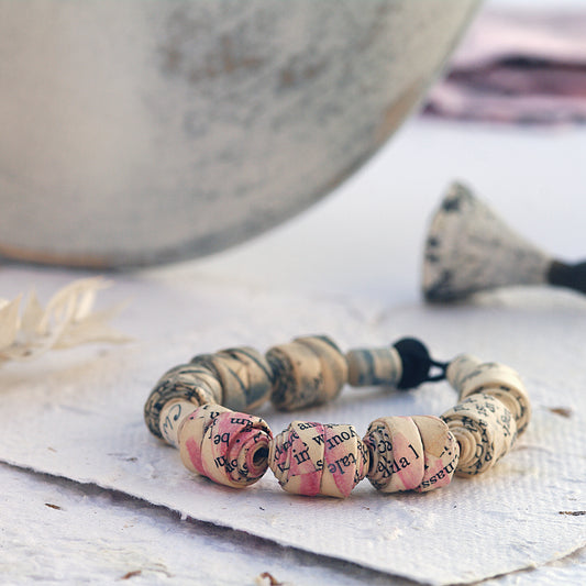 Palimpsest Paper Bead Bracelet