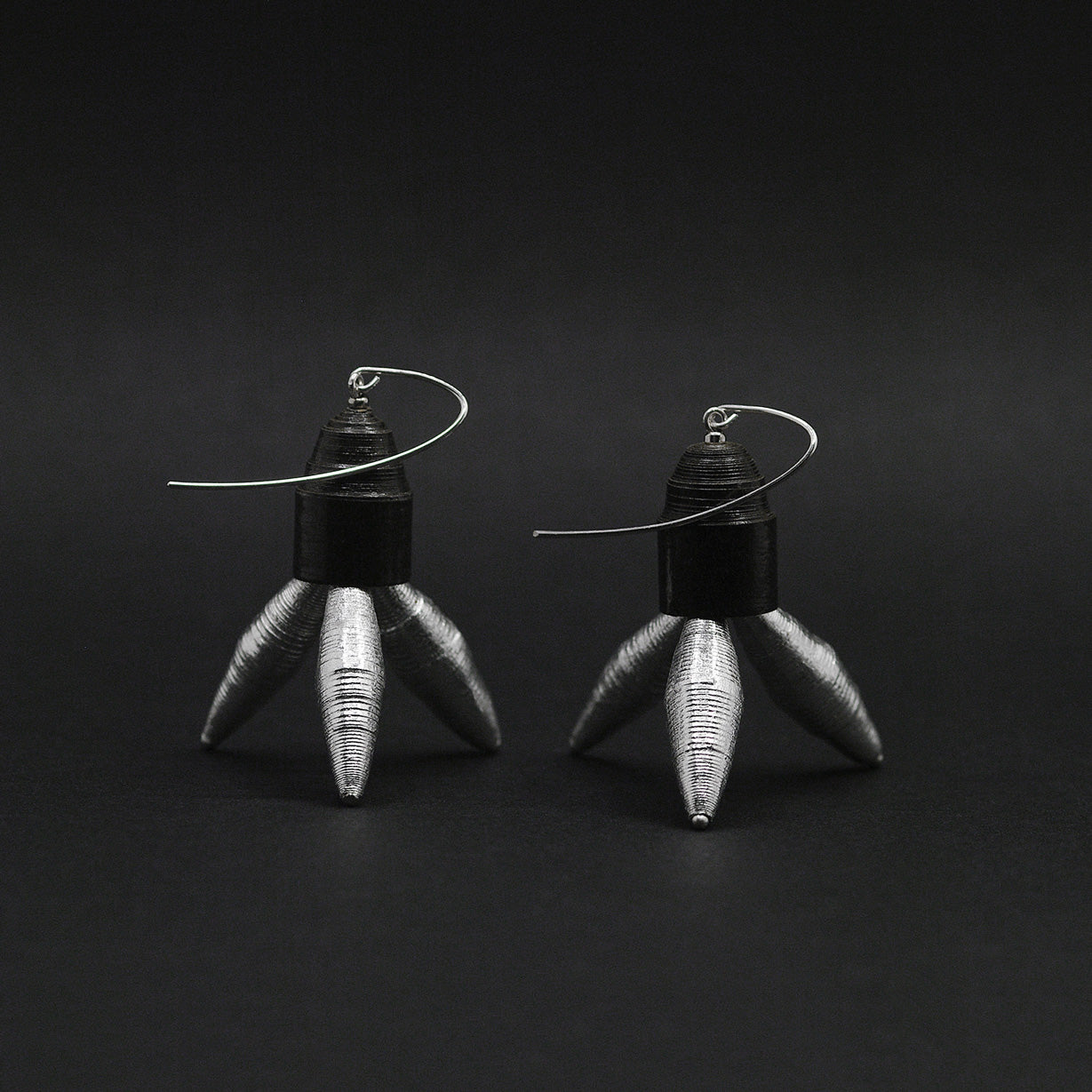 Black and Silver Earrings Odd Design Chiramo Cluj