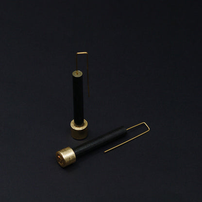 Long Black and Golden Paper Tube  Earrings Back to Black Collection Chiramo Paper Jewelry 