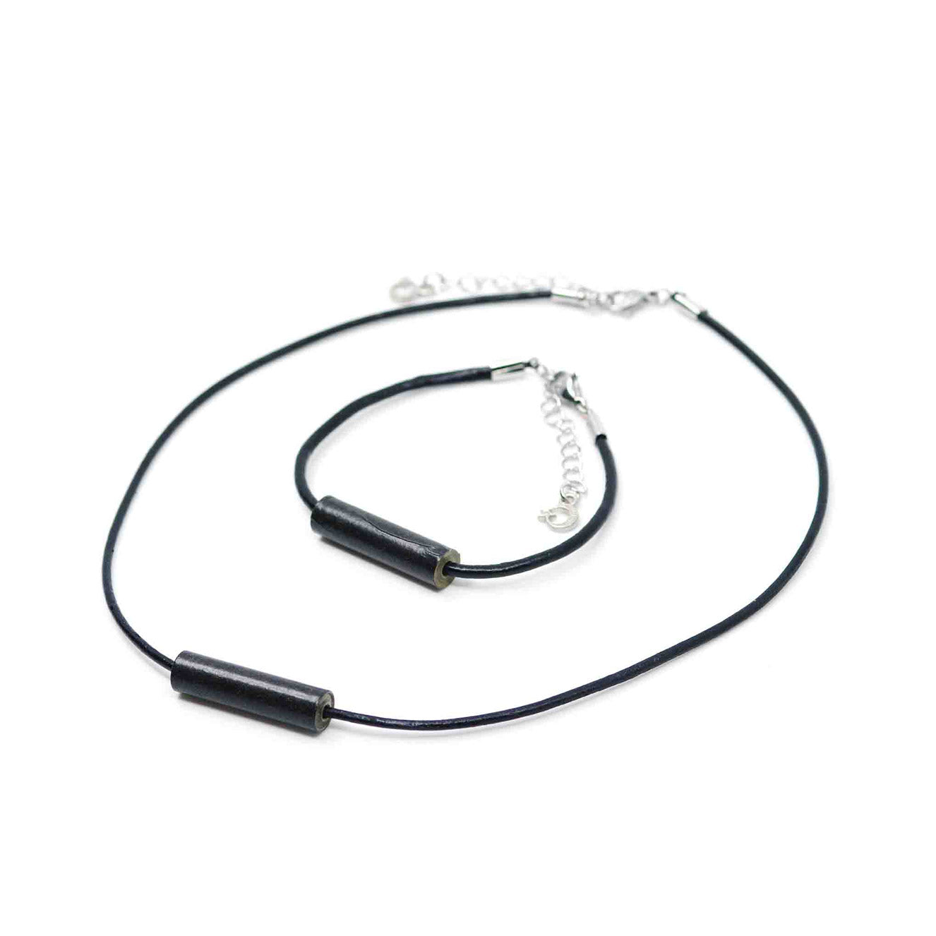 Unisex Black  Paper Tube  Necklace and Bracelet Back to Black Collection Chiramo Paper Jewelry 
